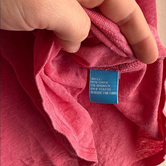 J. McLaughlin Brynn Pink Linen Blend 3/4 Sleeve Button Up Shirt with Pockets - Picture 6 of 9